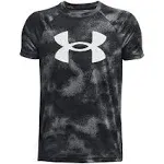 Under Armour Boys Black Tech Big Logo Printed Short Sleeve