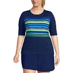 Petite Lands' End Women's UPF 50 Elbow-Sleeve Rash Guard Swim Tee