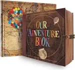 JIMBON Our Adventure Book Scrapbook Photo Album Retro Style Embossed Letter Cover Travel Diary Journal Scrap Book Kit For Couples Memory Book