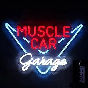 Pugna Muscle Car Garage Neon Signs for Wall Decor Neon Lights for Bedroom Led Business Signs Suitable for Garage Bedroom Man Cave Christmas Best Gift