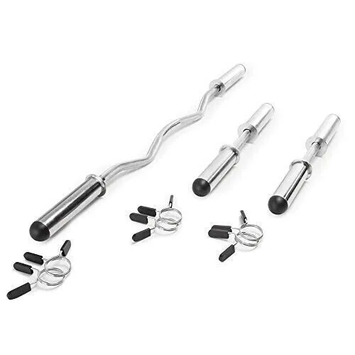 Marcy Olympic Hollow Bar Kit Chrome Curl Bar Dumbbell Handles and Spring Collars