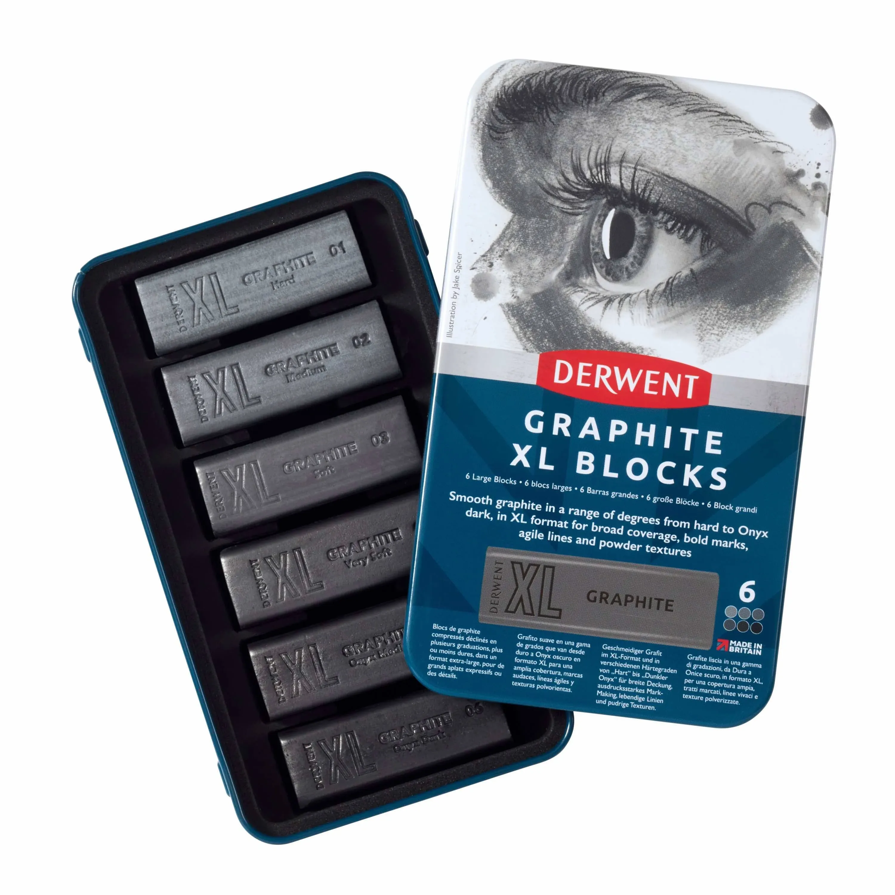 Derwent Watersoluble Graphite XL Blocks - Assorted, Set of 6