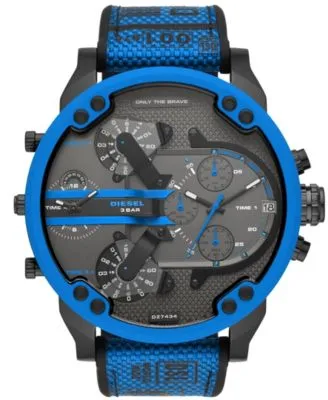 Diesel Men's Mr. Daddy 2.0 Chronograph Blue Nylon and Silicone Watch - Black / Blue