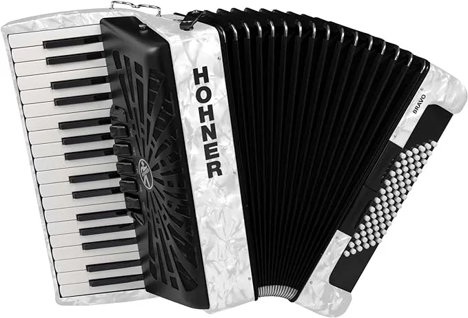 Hohner Bravo III 72 Chromatic Piano Key Accordion (Pearl White)