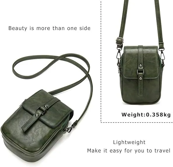 myfriday Vintage Crossbody Phone Bag for Women Small Leather Shoulder Purse and Handbag with Tasselrivet Decoration