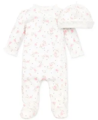 Girls' Vintage Rose Footie & Cap - Baby