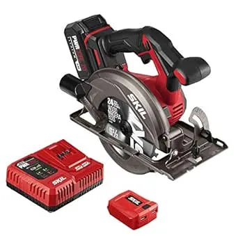 SKIL PWR CORE 20 Brushless 20V 6-1/2'' Circular Saw Kit, Includes 4.0 Ah Battery, PWR ASSIST UBS Adapter AND PWR JUMP Chargers - CR5413-1A