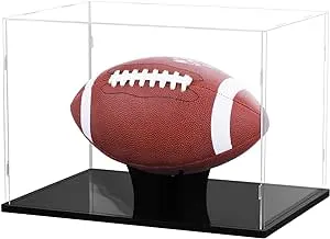 Football Display Case Full Size, Acrylic Clear Box with Stand, UV Protected Memorabilia Holder, for Autographed Football Fans & Collectors, Sports Collectibles