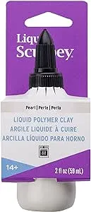 Liquid Sculpey Liquid Polymer Oven-Bake Clay, Pearl, 2 oz. bottle, Great for jewelry, holiday, DIY, mixed media, window clings, home décor and more! Great for beginners to artists!