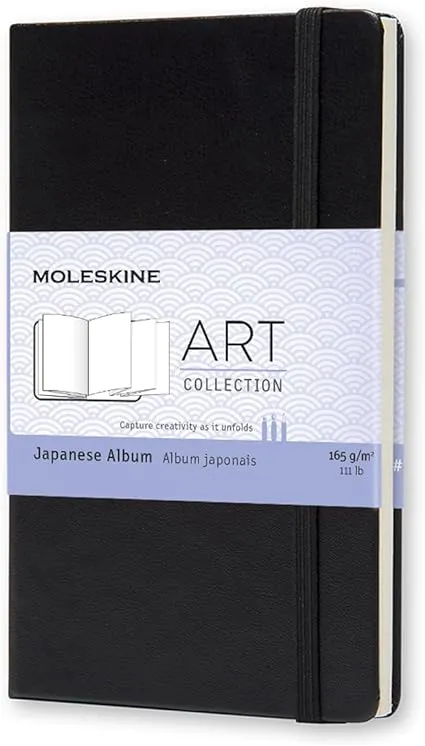 Moleskine Art Japanese Album, Hard Cover, Pocket (3.5" x 5.5") Plain/Blank, Black, 60 Pages