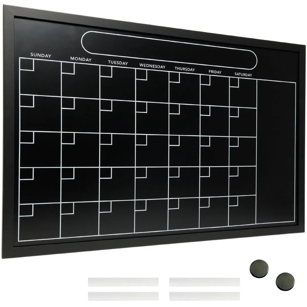 Excello Global Products Weekly Monthly Format Reminder Magnetic Chalkboard Wall Mounted