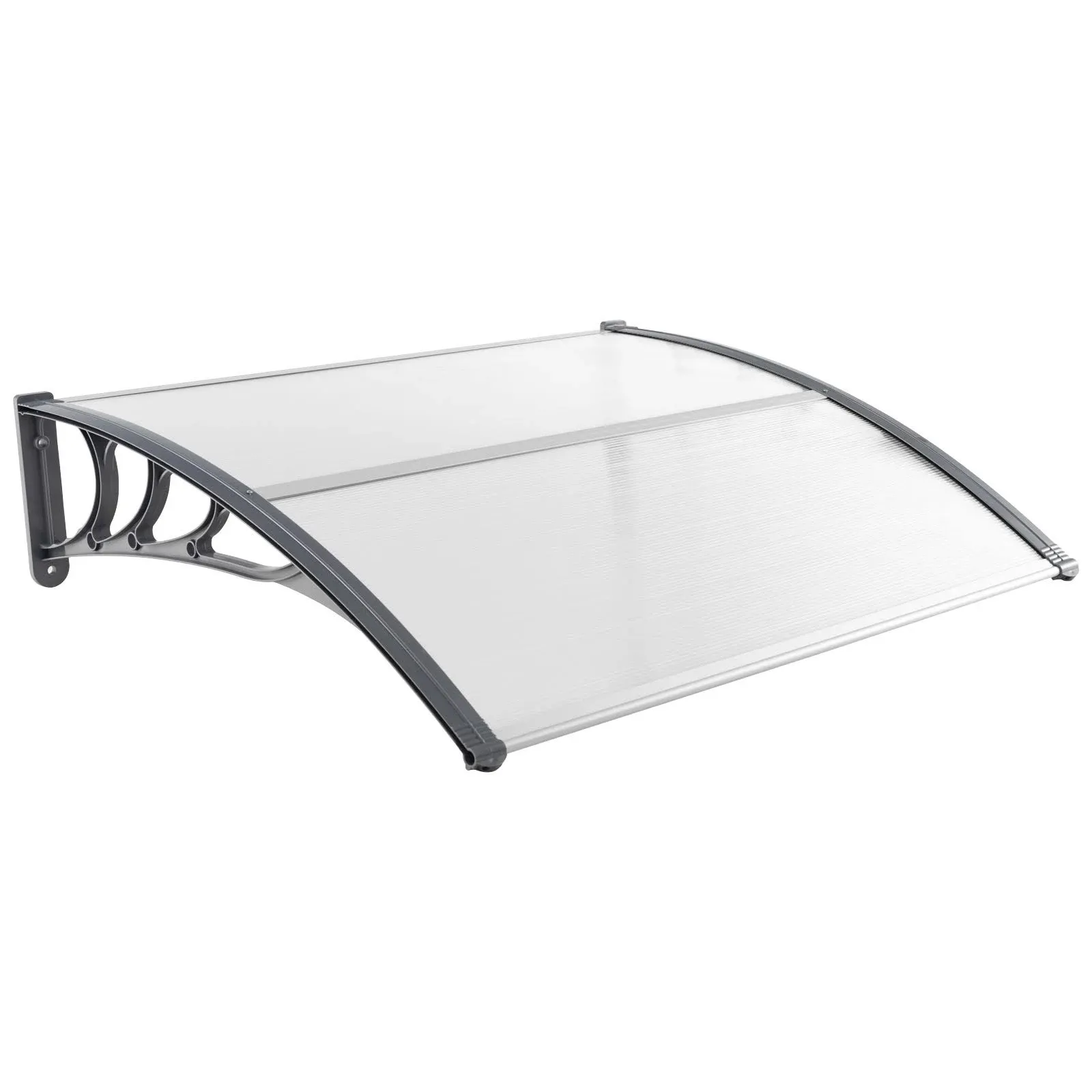 Tangkula 40" x 48" Window Awning, Modern Polycarbonate Overhead Door Awning with Hollow Sheet for Rain Snow Sunlight Protection, UPF 50+ Awnings for Patio, Door, Deck, Porch