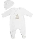 "Kids' Unisex Giraffe Friend Footie & Hat Set - Baby In Ivory"