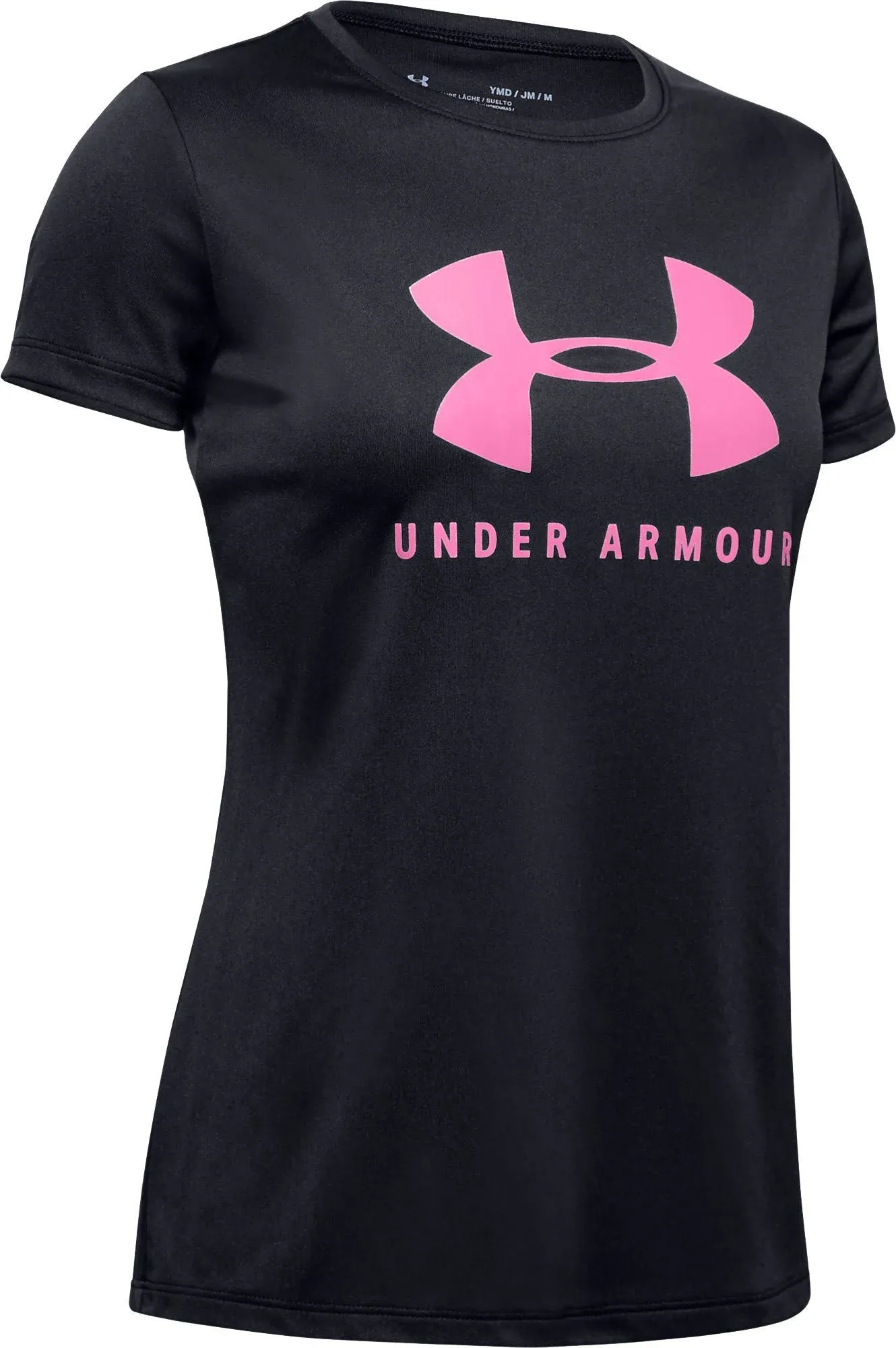 Under Armour Girls' Tech Solid Graphic Big Logo Short Sleeve T-Shirt