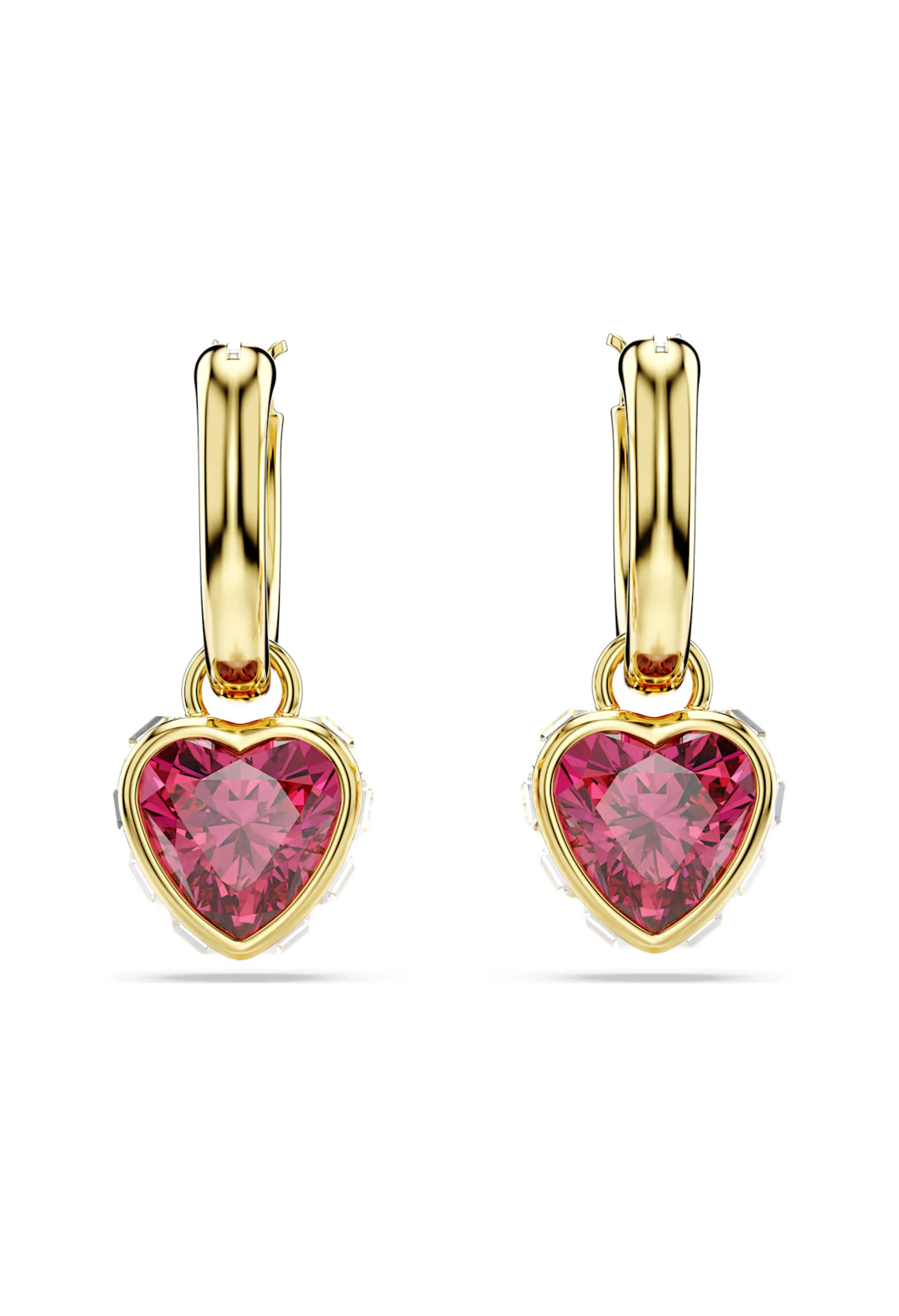 Swarovski Chroma Drop Earrings, Heart, Red, Gold-Tone Plated