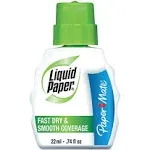 Paper Mate Liquid Paper Fast Dry Correction Fluid 22 ml Bottle White Dozen