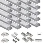 20-Pack 3.3ft/1Meter U Shape LED Aluminum Channel System 3.3FT-20 Pack Silver