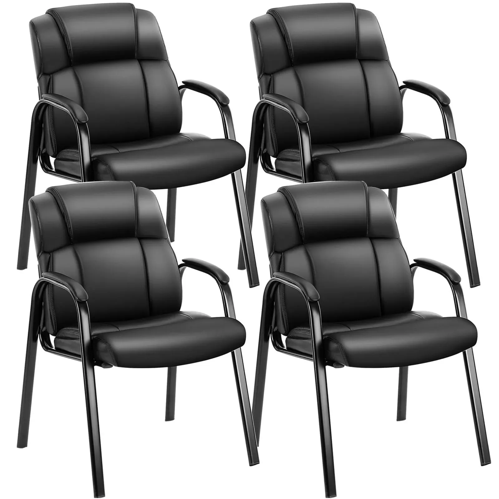 OLIXIS Waiting Room Reception Chairs Set of 4, Leather Office Desk Guest Stationary Side Chair