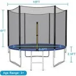 Costway 8/10/12/14/15/16 Feet Outdoor Trampoline Bounce Combo with Safety Closure Net Ladder