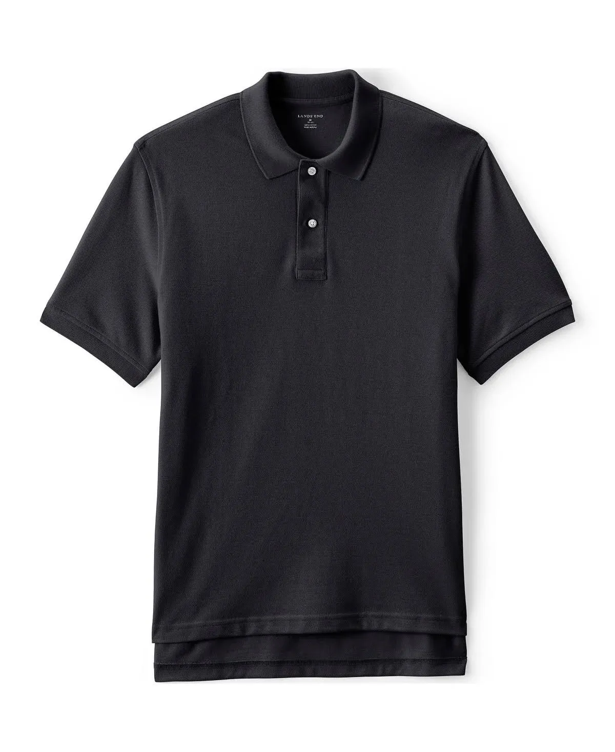 Lands' End Men's School Uniform Short Sleeve Mesh Polo Shirt - Black