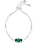 Kendra Scott Elaina Silver Adjustable Chain Bracelet - Emerald Cats Eye