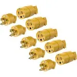 Electrical Plug &amp; Connector Set, Extension Cord Ends Male and Female, 15 Amp 125