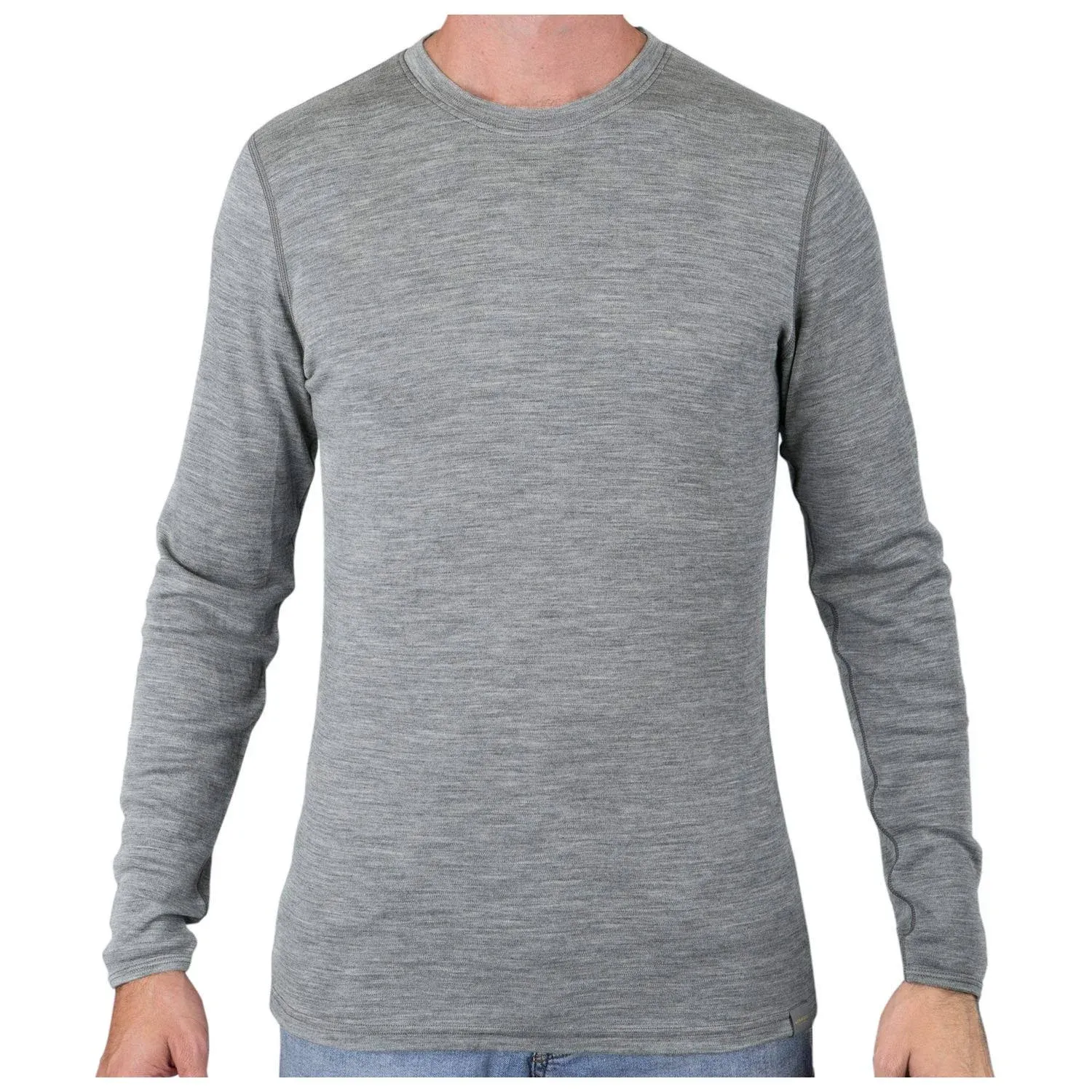 Meriwool Mens Base Layer - 100% Merino Wool Midweight Long Sleeve Thermal Shirt, Men's, Size: Small, Gray