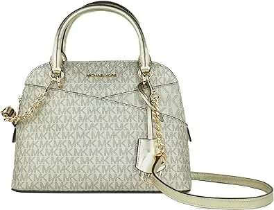 Michael Kors Jet Set Medium Dome Satchel Crossbody Pale Gold Signature MK