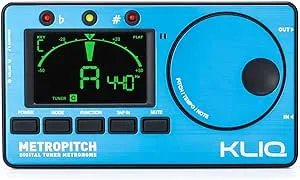 KLIQ Music Gear MetroPitch - Metronome Tuner for All Instruments - with Guitar, Bass, Violin, Ukulele, and Chromatic Tuning Modes - Tone Generator Bl