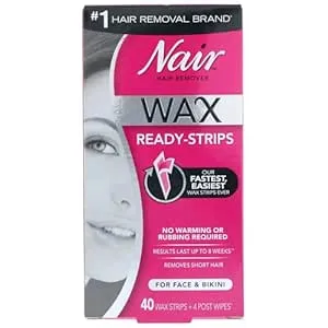 Nair Wax Ready-Strips Hair Remover for Face and Bikini - 40 count