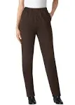 Woman Within Women's Plus Size Petite Straight Leg Ponte Knit Pant - 38 WP, Chocolate