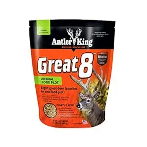 Antler King Great 8 Annual Food Plot | Eight Great Deer Favorites in One Food Plot High Protein & Palatable Energy | Plants 1/4 Acre