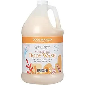 Ginger Lily Farms Botanicals Nourishing Body Wash, Coco Mango, 100% Vegan & Cruelty-Free, Coconut Mango Scent, 1 Gallon (128 fl oz) Refill