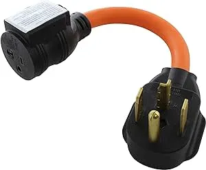 AC WORKS 4-Prong 220-Volt Plug to 120-Volt 15/ 20Amp Household Female Adapter Cord (4-Prong Dryer Outlet to Household W/Breaker)