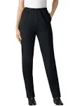 Woman Within Women's Plus Size Petite Straight Leg Ponte Knit Pant - 32 WP, Black