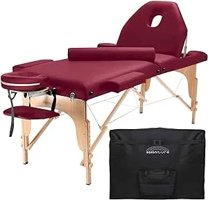 Saloniture Portable Blue Massage Table with Bolster and Tilt Backrest