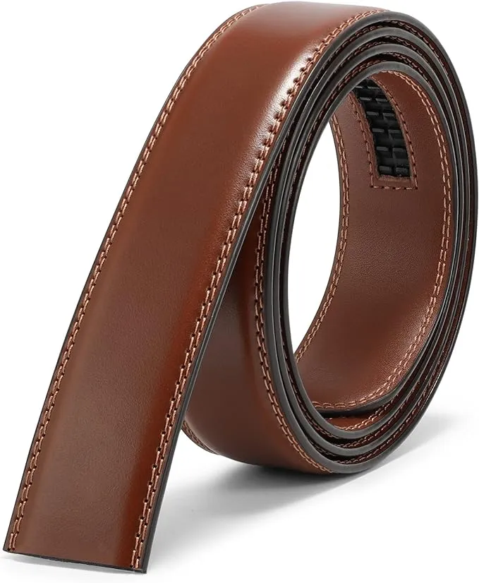 JASGOOD Men's Leather Ratchet Belt Strap without Buckle, Replacement Leather Belt Strap 35mm/1.38", Fit 40mm/1.57” buckle