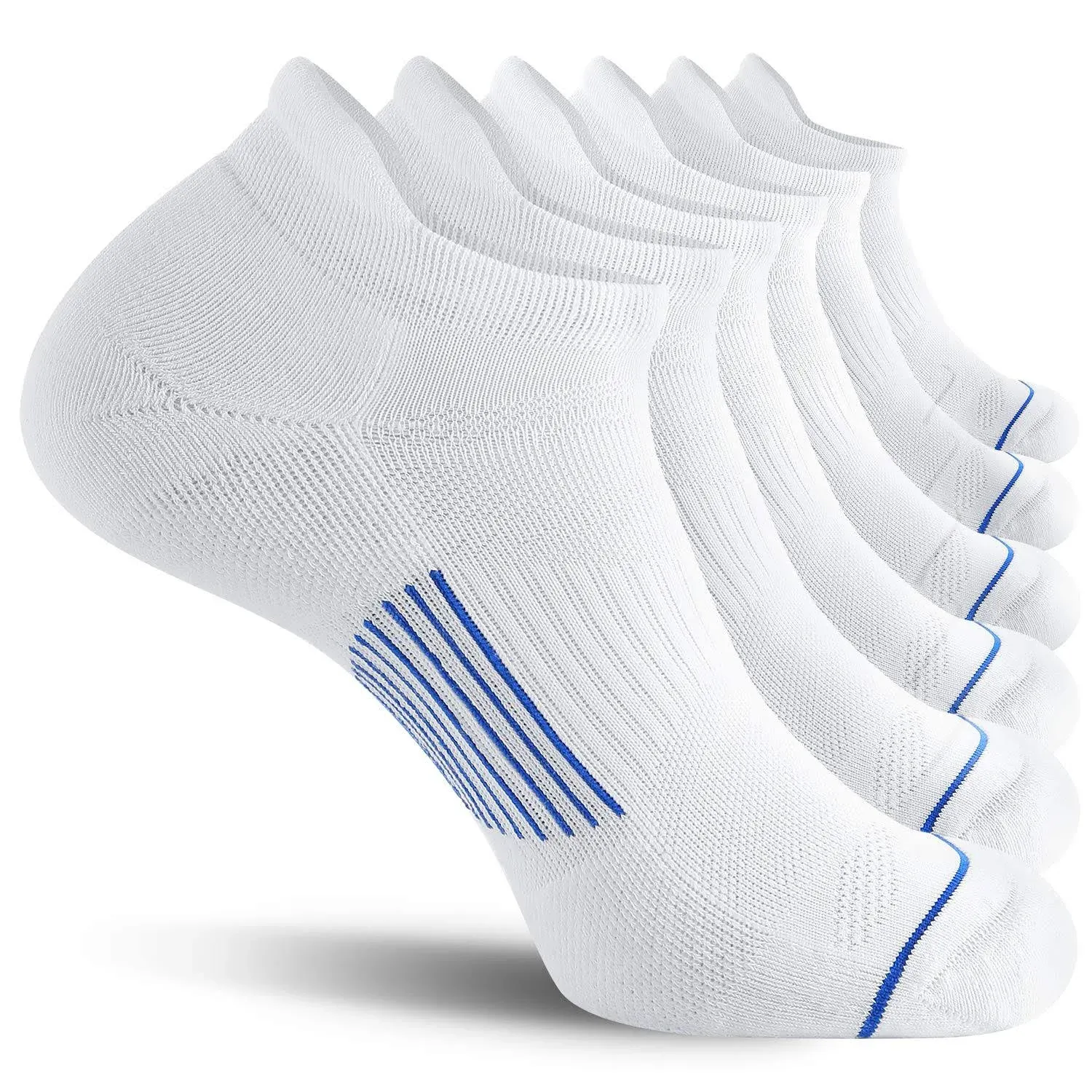 FITRELL Men's 6 Pack Ankle Running Socks Low Cut Cushioned Athletic Sports Socks 7-9/9-12/12-15