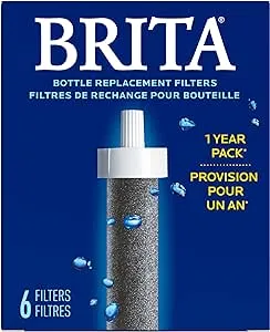 Brita Water Bottle Replacement Filters, BPA-Free, Replaces 1,800 Plastic Water Bottles a Year, Lasts Two Months or 40 Gallons, Includes 6 Filters