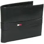 Tommy Hilfiger Men's Leather Ranger Passcase Bifold Wallet, Black