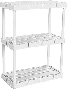 Gracious Living 3 Shelf Knect-A-Shelf Fixed Height Light Duty Storage Unit,White