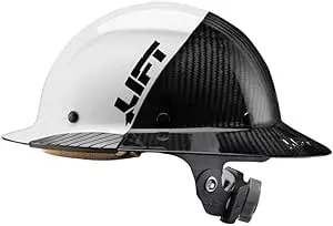 Lift Safety Dax Fifty 50 Carbon Fiber Full Brim Hardhat-White/Black | GME Supply