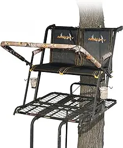 MUDDY 20" Tall 2-Person Treestand, Hunting Ladderstand with Flex-Tek Seats & Foot Platform