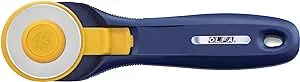 OLFA 45mm Quick-Change Rotary Cutter (RTY-2C/NBL) - Rotary Fabric Cutter w/Blade Cover for Crafts, Sewing, Quilting, Replacement Blade: OLFA RB45-1 (Navy)