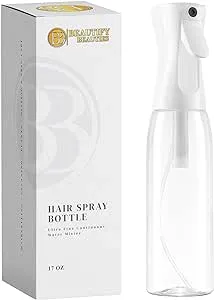 BeautifyBeauties Spray Bottle For Hair – Continuous Mister Spray Bottle for Hairstyling, Cleaning, Plants, Pets, Barbers, Salons, Essential Oil Scents (Clear, 18.6oz/500ml) "11" H x 2.6" L