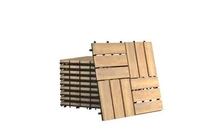 Costway 10 Pcs 12" x 12" Acacia Wood Interlocking Check Deck Tiles