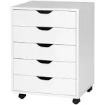 Costway 5 Drawer Chest Storage Dresser Floor Cabinet Organizer with Wheels White/Black/Rustic Brown