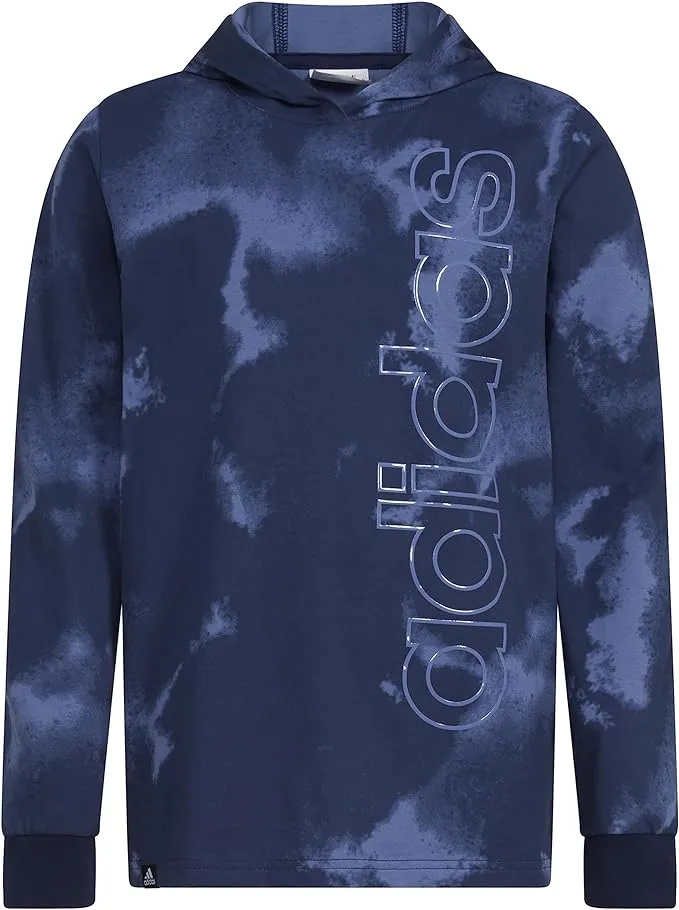 Adidas Boys' Long Sleeve Hooded Printed Tee