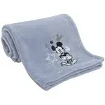 Disney Mickey Mouse - Timeless Mickey Baby Blue Super Soft Coral Fleece Baby Star Blanket, Light Blue, Black, White