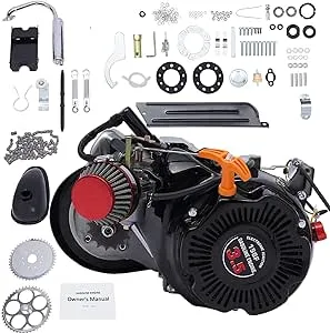 100cc Bicycle Motor Kit, 4-Stroke Bicycle Gasoline Engine Motor, Motorized Bicycle Kit with Double Belt Drive & Air-Cooling, Bike Engine Kit for Bikes (with Belt)